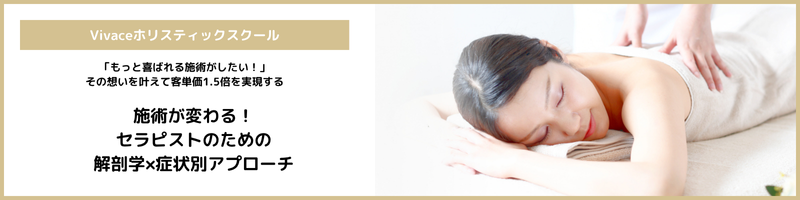 【Vivace ホリスティックスクール】リラクセーションセラピスト育成
＼客単価1.5倍を実現する／
解剖学×症状別アプローチ講座